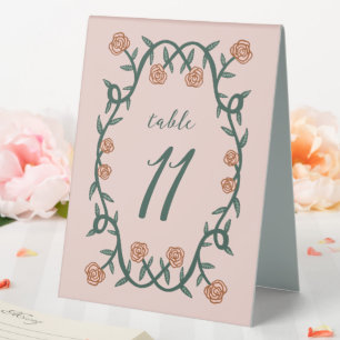 Plaque De Table Chic cadre Rose élégant Botanique Floral VertRose