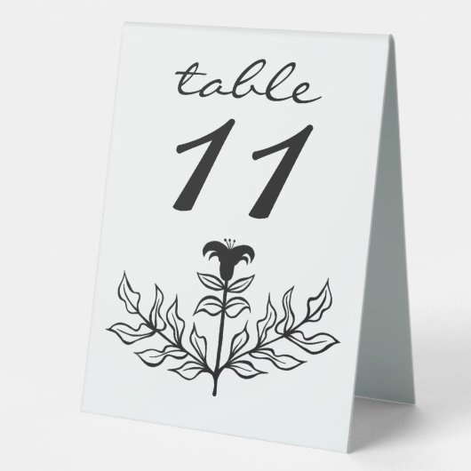 Plaque De Table Chic Elegant Simple Noir & Blanc Lily Line Art (Recto)