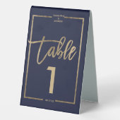 Plaque De Table Chic or cadre script marine bleu table numéro (Verso)
