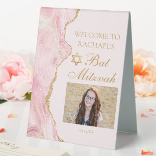 Plaque De Table Chic Rose Gold Soirée de Bat Mitzvah Photo de Bien
