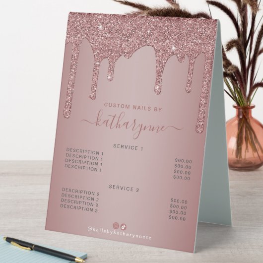 Plaque De Table Chic Rose Gold Sparkle Parties scintillant Drivers (En SItu (Tableau))