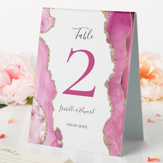 Plaque De Table Chic rose & or Parties scintillant Agate Pierre Ma