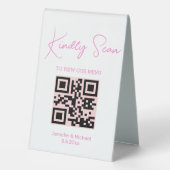 Plaque De Table chic rose tendance code qr menu mariage (Verso)