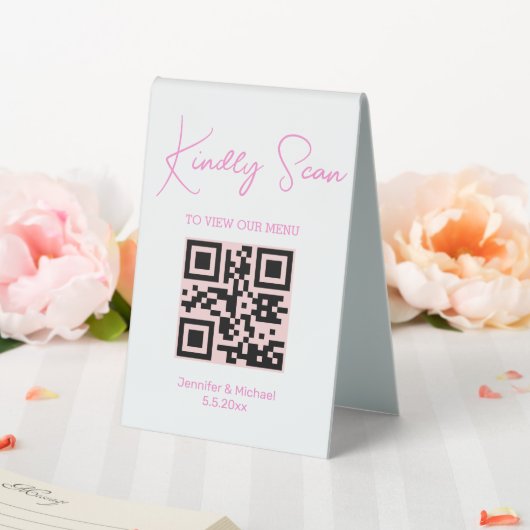 Plaque De Table chic rose tendance code qr menu mariage (In SItu (Mariage))
