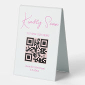 Plaque De Table chic rose tendance code qr menu mariage (Recto)