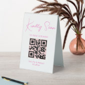 Plaque De Table chic rose tendance code qr menu mariage (En SItu (Tableau))