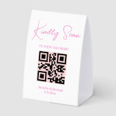 Plaque De Table chic rose tendance code qr menu mariage (Verso)