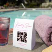 Plaque De Table chic rose tendance code qr menu mariage (InVersositu (sur table))