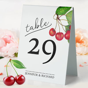 Plaque De Table Chic rustique rouge cerise numérisable QR Numéro d