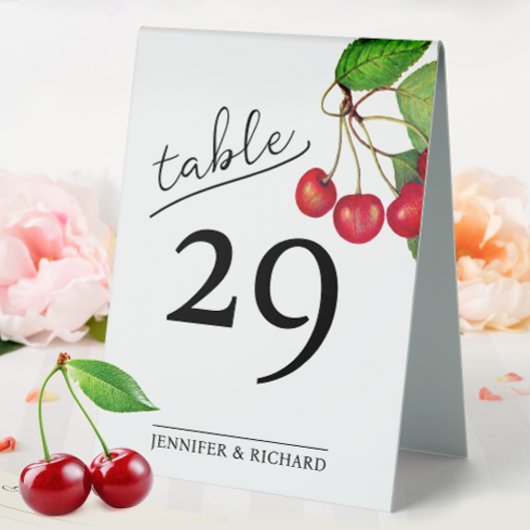 Plaque De Table Chic rustique rouge cerise numérisable QR Numéro d