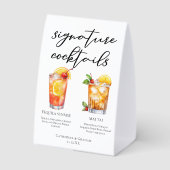 Plaque De Table Chic Seaside Wedding Signature Cocktails Menu (Verso)