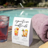 Plaque De Table Chic Seaside Wedding Signature Cocktails Menu (InVersositu (sur table))