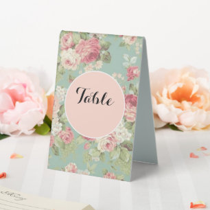 Plaque De Table Chic Shabby rose et blanc roses sur aqua