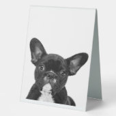 Plaque De Table Chien adorable| Le visage de Chien de France Noir (Recto)