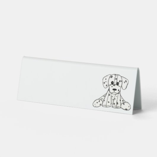 Plaque De Table Chien en dalmate dessin simple noir (Recto)