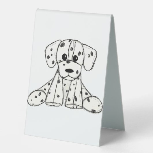 Plaque De Table Chien en dalmate dessin simple noir (Recto)