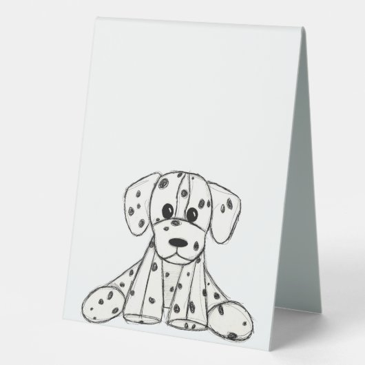 Plaque De Table Chien en dalmate dessin simple noir (Recto)