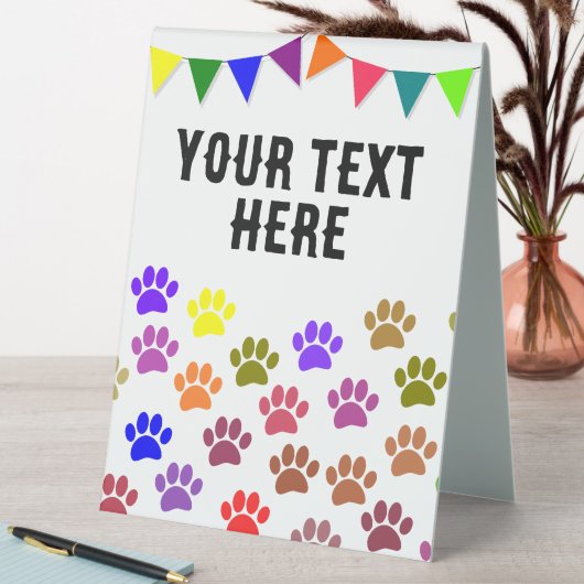 Plaque De Table Chien Paws Drapeaux décoratifs Texte personnalisé (En SItu (Tableau))