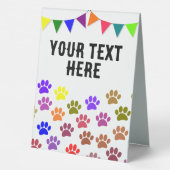 Plaque De Table Chien Paws Drapeaux décoratifs Texte personnalisé (Verso)