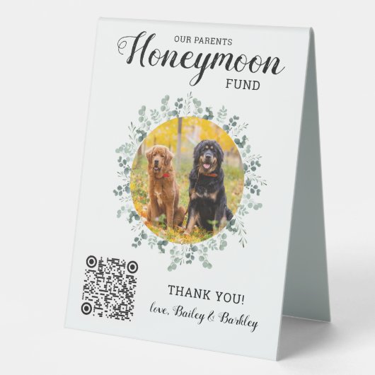 Plaque De Table Chien Photo Animaux de compagnie Mariage QR Code L (Recto)