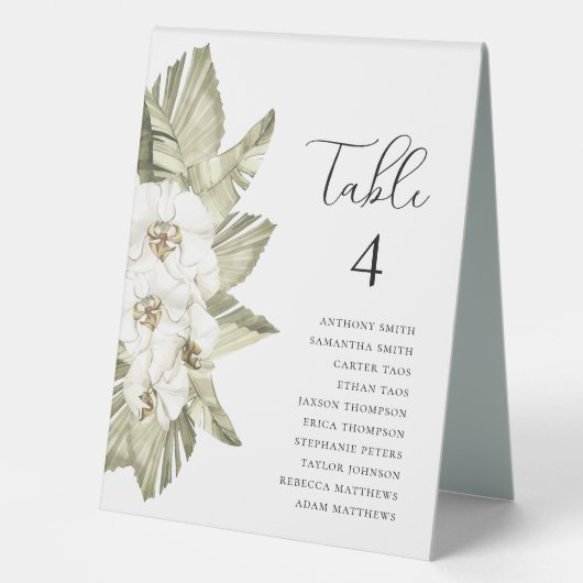 Plaque De Table Chiffres du Mariage blanc orchidée (Recto)