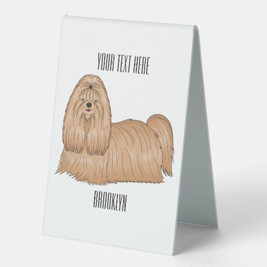 Plaque De Table Chih tzu long cheveux dessin de chien (Recto)