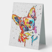 Plaque De Table Chihuahua Chien Aquarelle Portrait coloré (Recto)