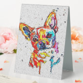 Plaque De Table Chihuahua Chien Aquarelle Portrait coloré (In SItu (Mariage))