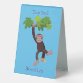 Plaque De Table Chimpanzé mignon dans la jungle suspendu dessin an (Verso)