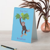 Plaque De Table Chimpanzé mignon dans la jungle suspendu dessin an (En SItu (Tableau))