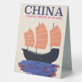 Plaque De Table Chine "Y aller en avion" (Recto)