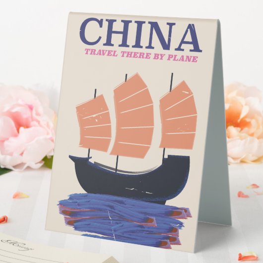 Plaque De Table Chine "Y aller en avion" (In SItu (Mariage))