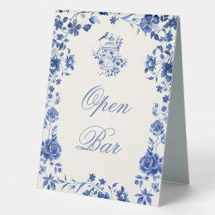 Plaque De Table Chinoiserie bleu profond Vintage Floral Mariage