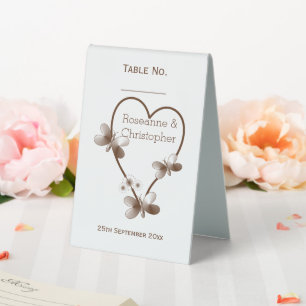 Plaque De Table Chocolat Coeur Et Papillons Design Mariage