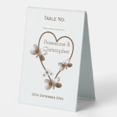 Plaque De Table Chocolat Coeur Et Papillons Design Mariage (Recto)