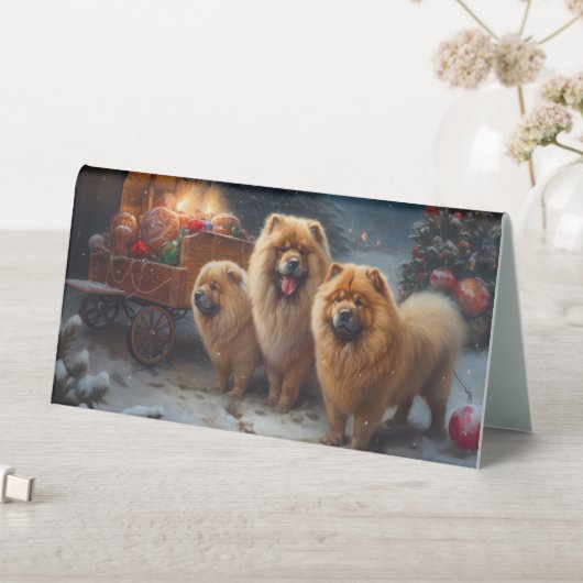 Plaque De Table Chow Chow enneigé traîneau décoration de Noël (En SItu (Tableau))