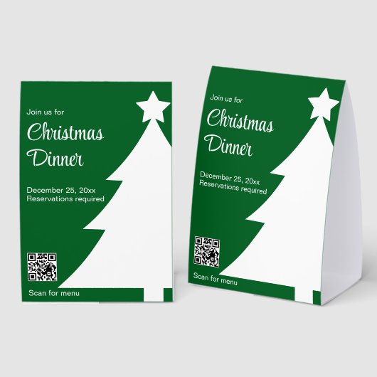 Plaque De Table Christmas Dinner Christmas Tree Green Restaurant (Recto/verso)