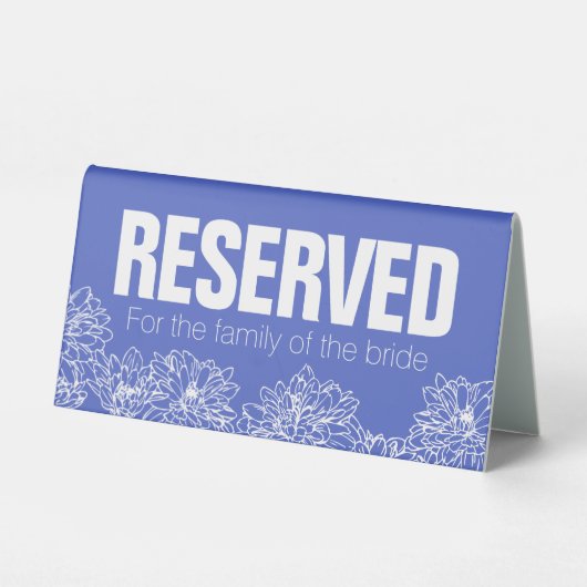 Plaque De Table Chrysanthemum blanc fleurs bleu mariage réservé (Verso)