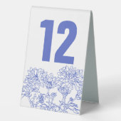 Plaque De Table Chrysanthemum bleu blanc mariage numéro de table (Verso)