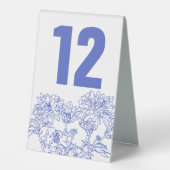 Plaque De Table Chrysanthemum bleu blanc mariage numéro de table (Recto)