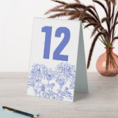 Plaque De Table Chrysanthemum bleu blanc mariage numéro de table (En SItu (Tableau))