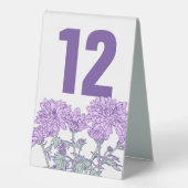 Plaque De Table Chrysanthemum violet fleurs mariages numéros de ta (Recto)
