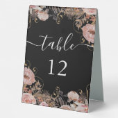 Plaque De Table Chute Floral Blush Rose Aquarelle noire Rose Or (Verso)