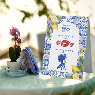 Plaque De Table Citron bleu italien Fête des mariées Baisers Jeu