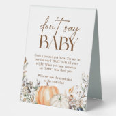 Plaque De Table Citrouille Automne Baby shower d'automne Ne pas di (Recto)