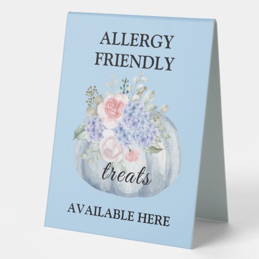 Plaque De Table Citrouille turquoise Aquarelle Allergie Traitement (Recto)