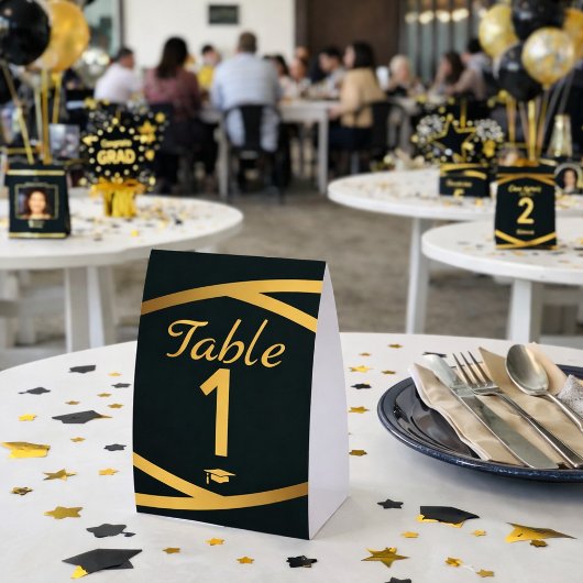 Plaque De Table Classe d'élégance dorée de fin d'études