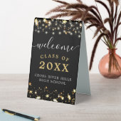 Plaque De Table Classe Reunion Welcome Black Gold Stars Lumières (En SItu (Tableau))