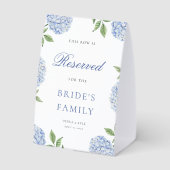 Plaque De Table Classic Blue Hydrangea Border Wedding Reserved Row (Verso)