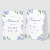 Plaque De Table Classic Blue Hydrangea Border Wedding Reserved Row (Recto/verso)